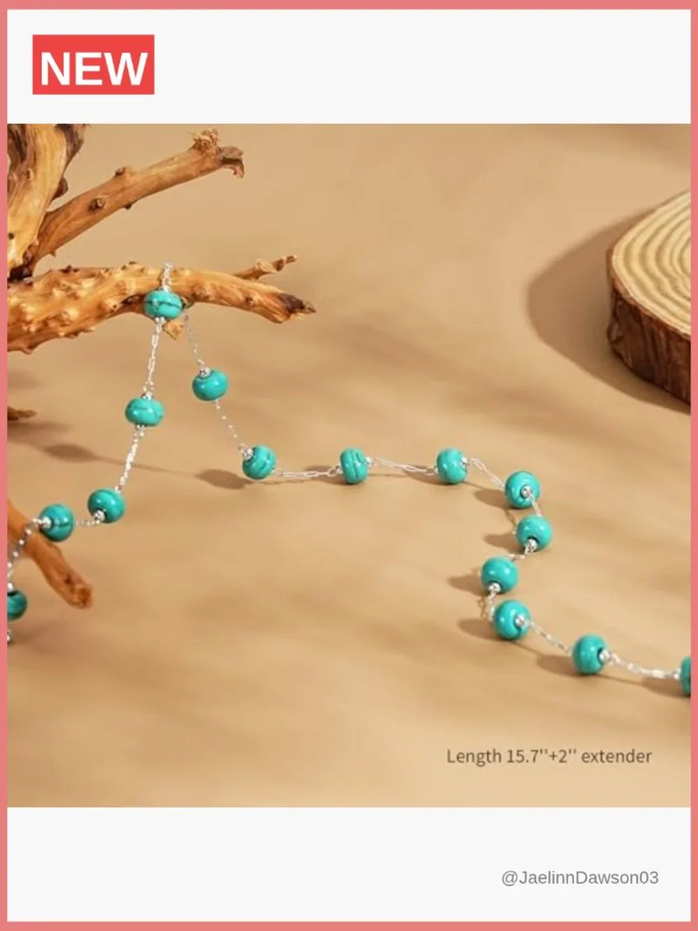 Turquoise Beaded Choker Necklace 14K Gold Plated Heart Charm Boho